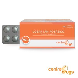 LOSARTÁN PÓTASICO 100mg Central Drugs Tabletas Caja de 100 ※ 20+1, 50+4