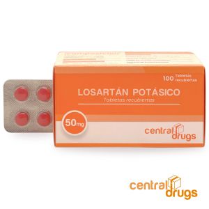 LOSARTÁN PÓTASICO 50mg Central Drugs Tabletas Caja de 100 ※ 20+1, 50+4